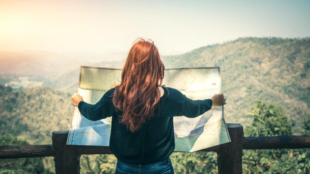 Woman looking at a map